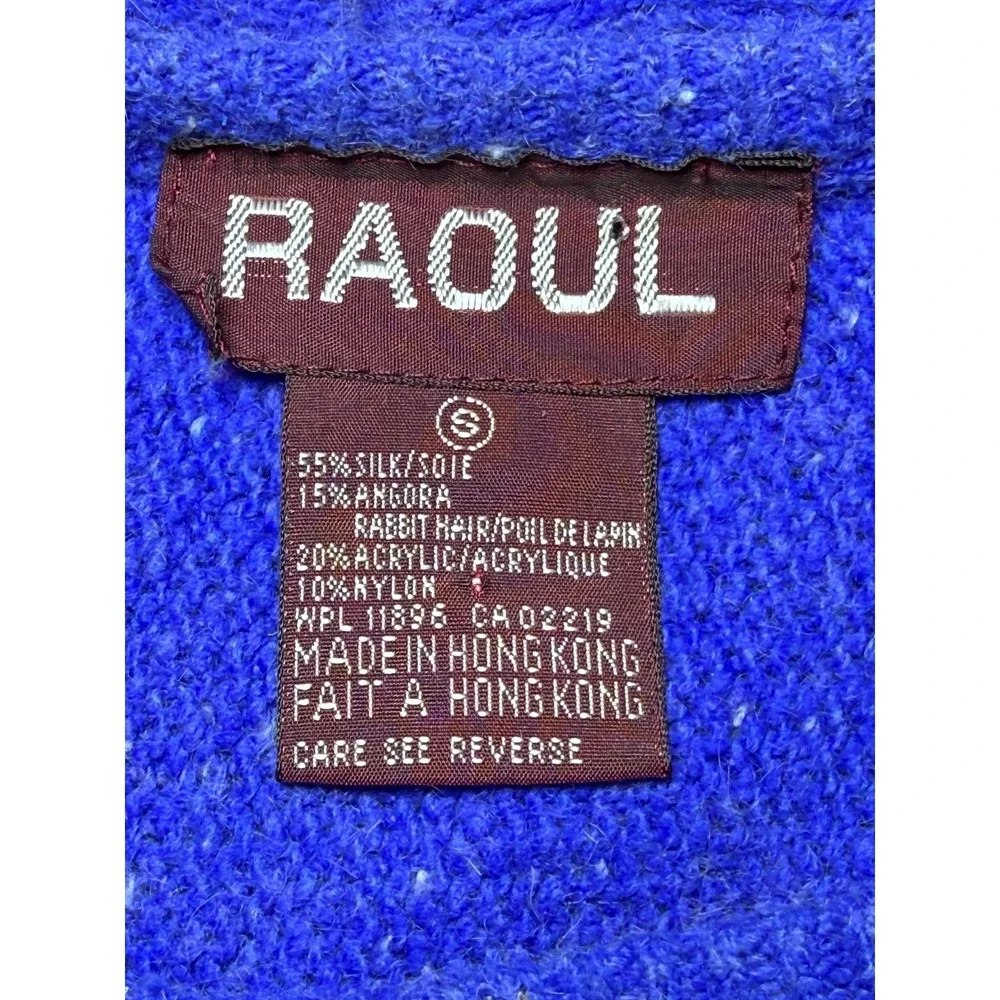 RAOUL Cobalt Blue Beaded Sweater Skirt Set Womens Small Vintage Two Piece